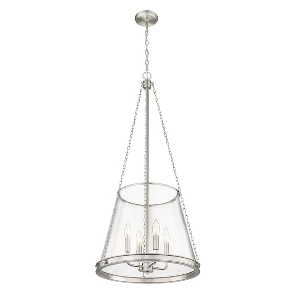 Prescott 4 Light Pendant, Brushed Nickel & Clear